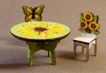 Sunflower table and 2 chairs half scale