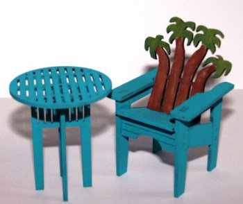 Palm Tree Adirondack chair & table, cafe height, 1"