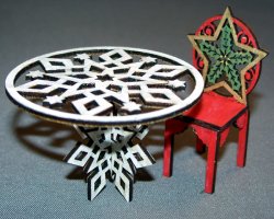 Christmas Holly Chair (2) and table, half scale