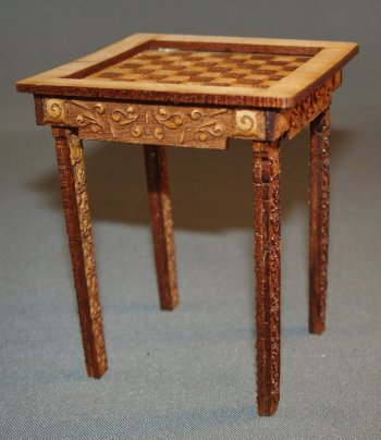Etched Cherry Wood Game Table